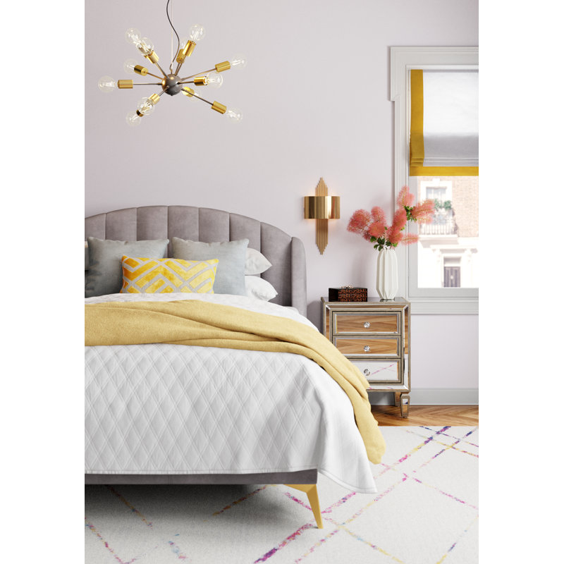 Quinton Mirror and Glass Bedside Table 3 Drawers Modern Design
