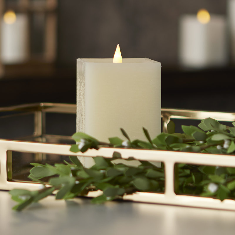 Bougie carrée classique sans flamme, 5 po x 3 po sans flamme, Ivoire ivoire
