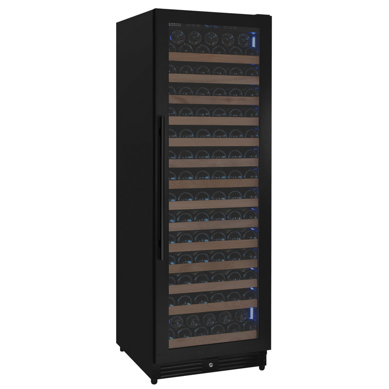 Reserva Series 163 Bottle 71" Tall Single Zone Right Hinge Black Metal Wine Cooler Refrigerator, Left Handed