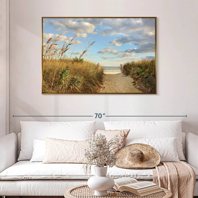 Long Island Aulelei, 46 po x 31 po, Cadre flottant doré