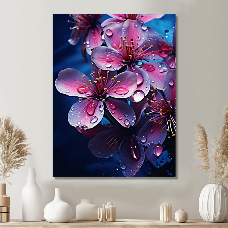 Pivoine rose matin gouttes de rosée - pivoine, art mural, H 32 po x l 16 po x P 1 po, Toile tendue