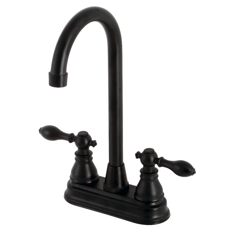 Kingston Brass American Classic Two-Handle 2-Hole Deck Mount Bar Faucet, Matte Black