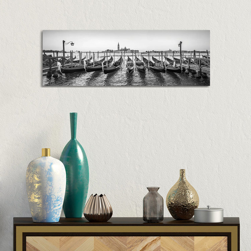 Panoramic View Of San Giorgio Maggiore With Gondolas, Venice, Italy by Jan Becke - Wrapped Canvas Panoramic Print