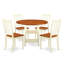 Ensemble de table de salle à manger 5 pièces moderne comprenant une table ronde en bois avec Dropleaf et tablettes et 4 chaises de salle à manger, babeurre et cerise-340301527-391400295