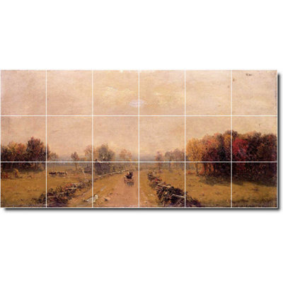 25.5" x 12.75" Ceramic Painting Decorative Mural Tile 4.25" x 4.25"