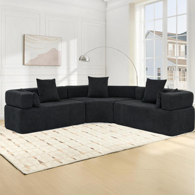 Canapé modulaire courbé surdimensionné sans siège 4 places Ekampreet, ensemble de canapé modulaire, accoudoirs carrés, rembourrage en mousse, boucle