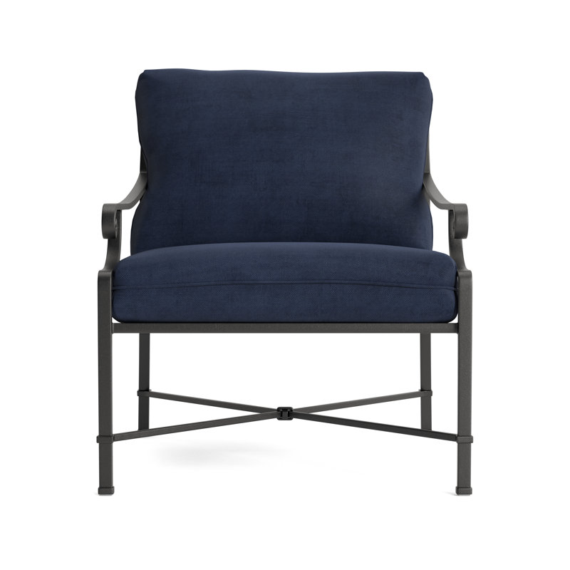 Venetian Outdoor Lounge Chair, Textured Pewter, Fusion Neptune