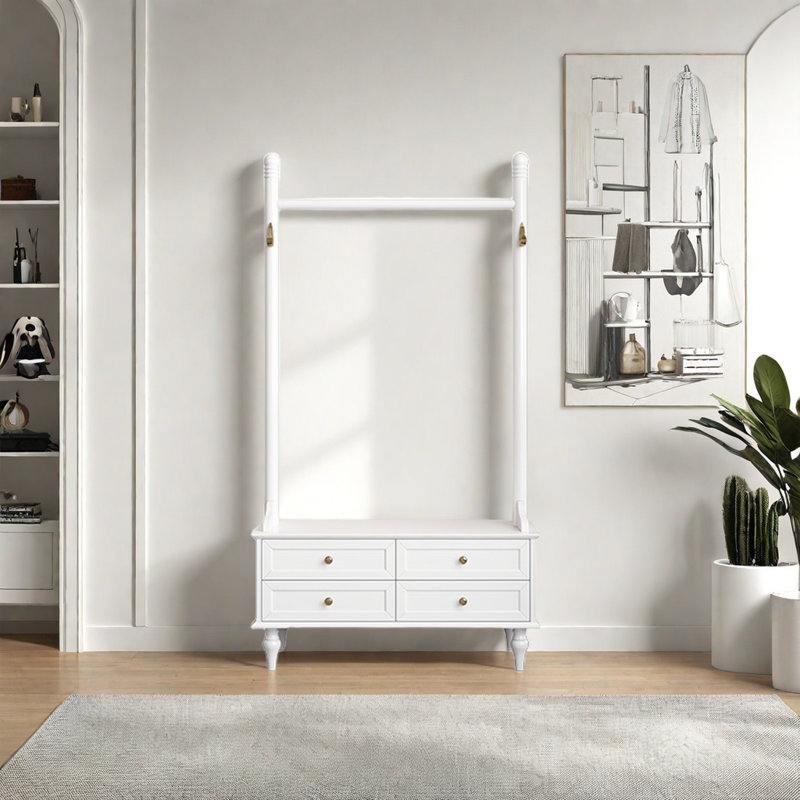 Robust Wooden Closet with Enhanced Storage, Ivory