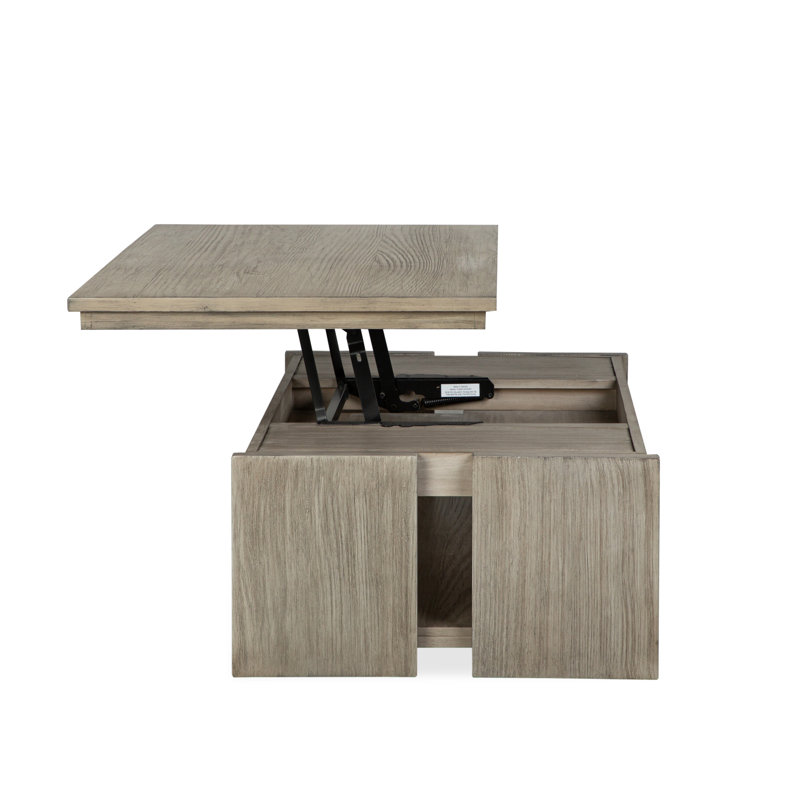 Table de cocktail rectangulaire à plateau relevable avec roulettes