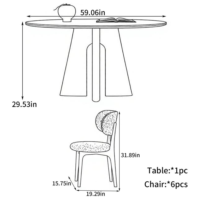 Table de salle à manger Southam, H 29,53 po x l 59,06 po x P 59,06 po