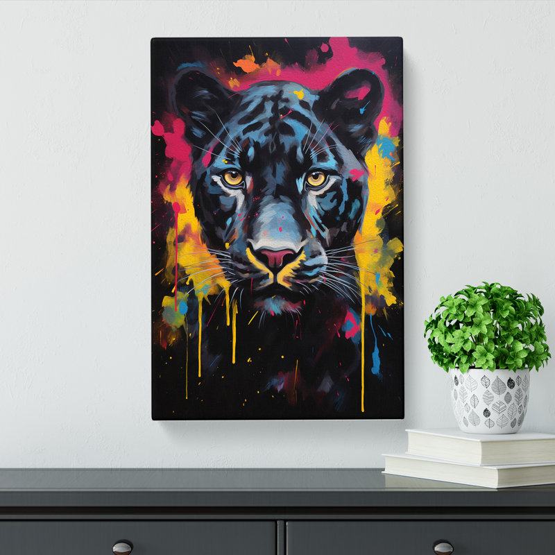 Panther Gestural - Wrapped Canvas, 76cm H x 50cm W x 3cm D