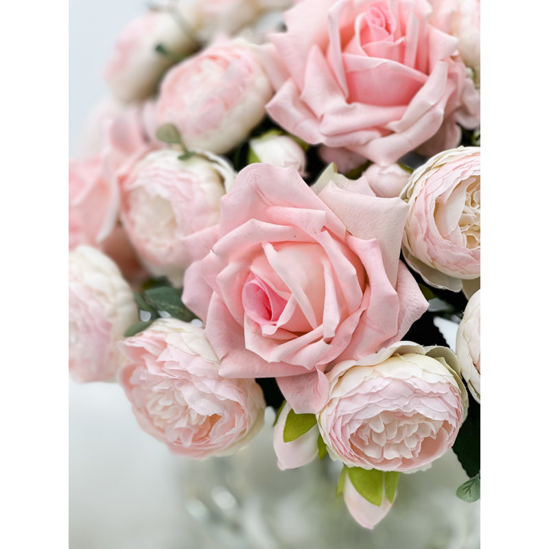 Centre de table artificiel artificiel rose avec pivoines roses