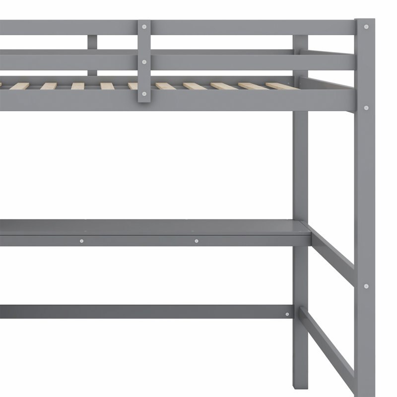 Loft Bed With Multifunction Shelves And Under-Bed Desk, Grey