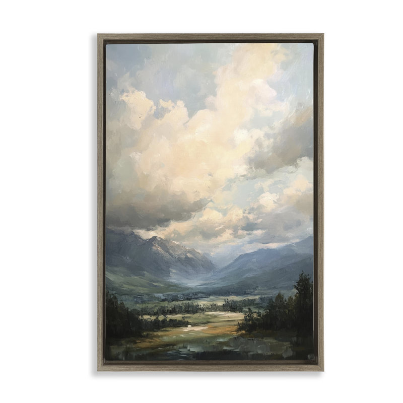 Cadre flottant divisé Ciel divin, par Petal Prints Design, H 25 po x l 17 po, Cadre flottant orme Montalcino