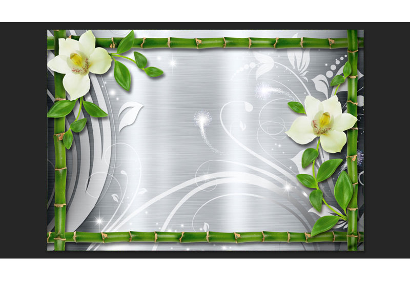 Bamboo and Two Orchids 2.80m x 400cm Wallpaper, 300 cm L x 231 cm W