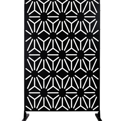 Panneaux de clôture d'intimité en métal H 76 "l 48 po - autoportant pour terrasse, balcon, patio. Noir, écran élégant, espaces intérieurs et extérieurs antirouille. Décoratif en noir