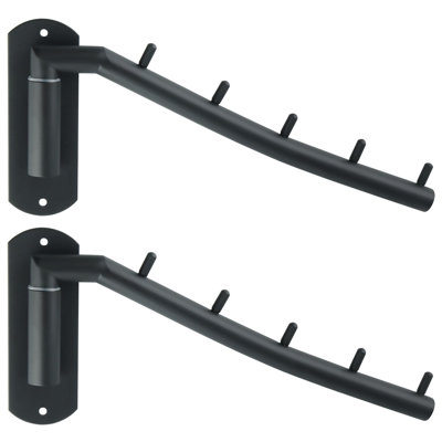 Wall Mounted Drying Rack,Swivel Clothes Drying Rack Stainless Steel,Space Saving Clothes Hanger Rack,2 Pack,Black