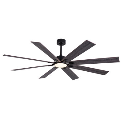 Ventilateur de plafond de 70 pouces avec télécommande, 8 pales de ventilateur double face en composite de bois massif, 6 vitesses, rotation bidirectionnelle, 3 CCT, éclairage à intensité variable, convient aux grands espaces