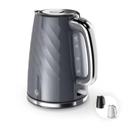 Swan SK14611Windsor Rapid Boil Kettle with Removable Limescale Filter, Boil Dry Protection and Hidden Cord Storage, 1.7L, 3KW