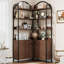 Bibliothèque de coin 74 "à 6 niveaux avec armoire et portes, rangement en L pour bureau à domicile, brun-1625765808