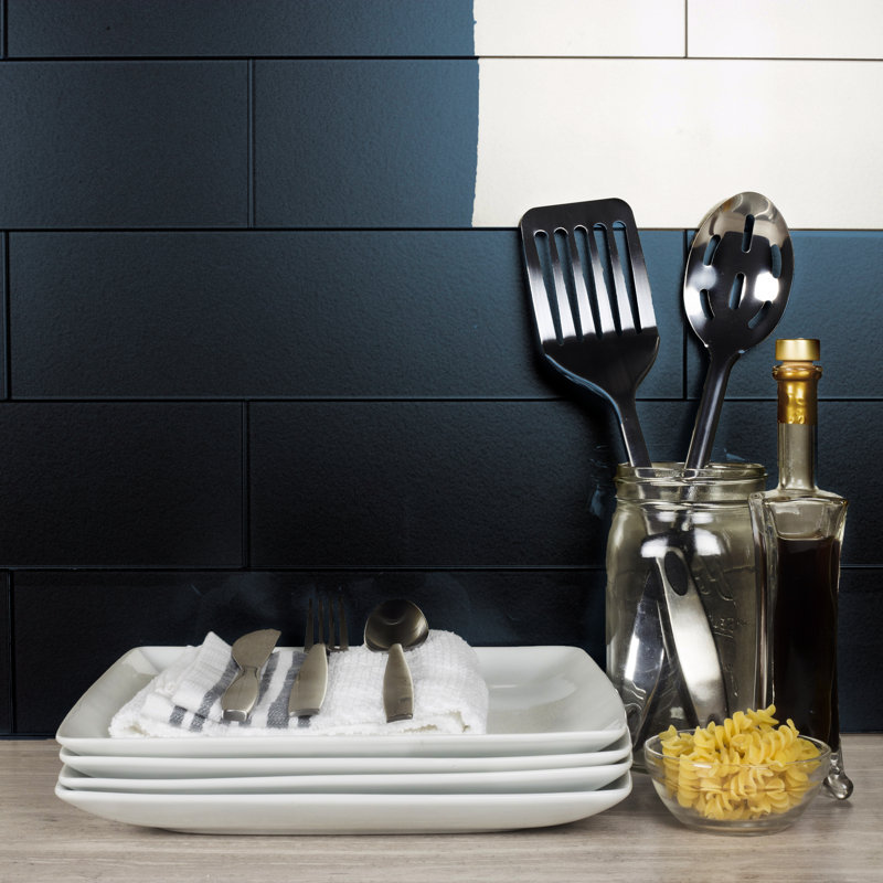 Carrelage mural décoratif pour cuisine et salle de bain grand format à bord droit en verre de qualité diamant 4 po x 16 po Forever