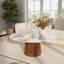 Table basse moderne avec plateau en pierre frittée colorée et base en bois massif brun - Centre de table élégant pour la décoration intérieure du salon-1143055631
