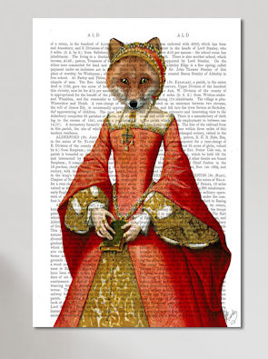 «Fox Queen», impression sur toile, H 18 po x l 12 po x P 1,5 po, Pas de tapis, Toile tendue