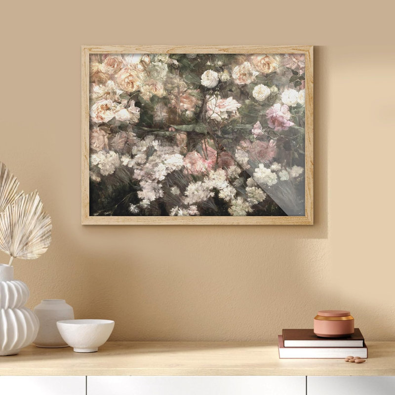 " Vibrant Flower In Vase Wall Art Floral Botanical Prints Decor For Living Room Bedroom ", 11" H x 14" W x 0.75" D, Natural