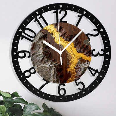 Horloge murale ronde en fer 10 po avec mouvement à quartz silencieux, chiffres arabes, impression UV