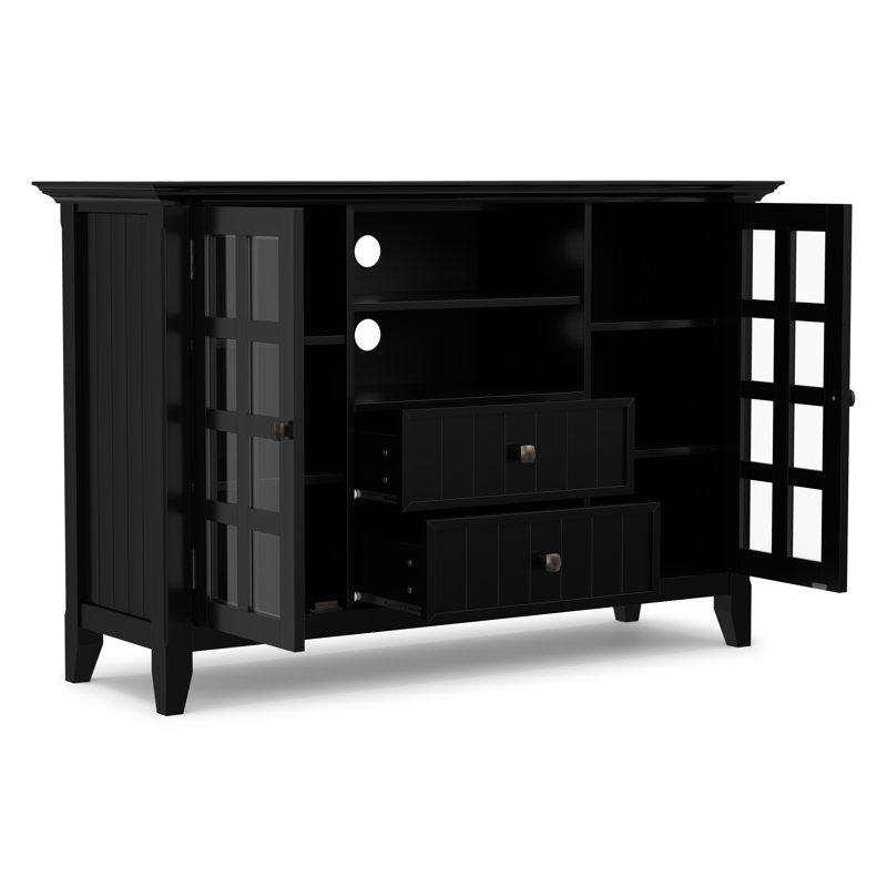 Acadian 53"W Solid Wood Transitional Tall TV Stand for TVs up to 60" with 2 Cabinets, 2 Drawers, and Adjustable Shelves