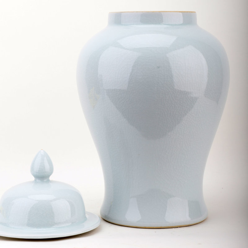 Pot en porcelaine fait à la main, Bleu clair, 18" H x 9.5" W x 9.5" D