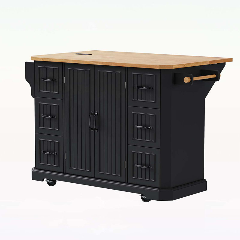 Îlot de cuisine polyvalent avec rangement abondant et design élégant pour les délices culinaires, Noir