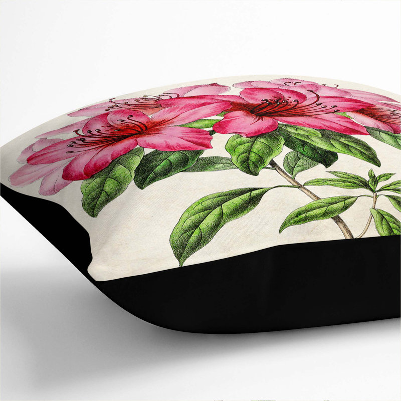 Floral Square Throw Cushion, 40cm H x 40cm W x 15cm D, Black