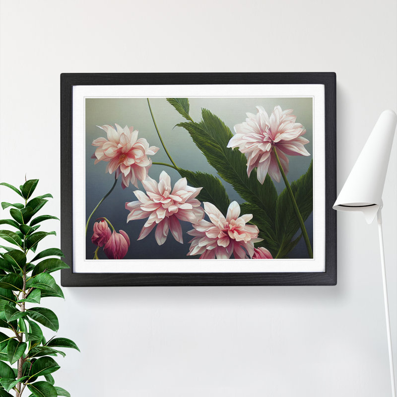 Blooming Flowers - Single Picture Frame Print, Black, 25cm H x 34cm W x 2cm D