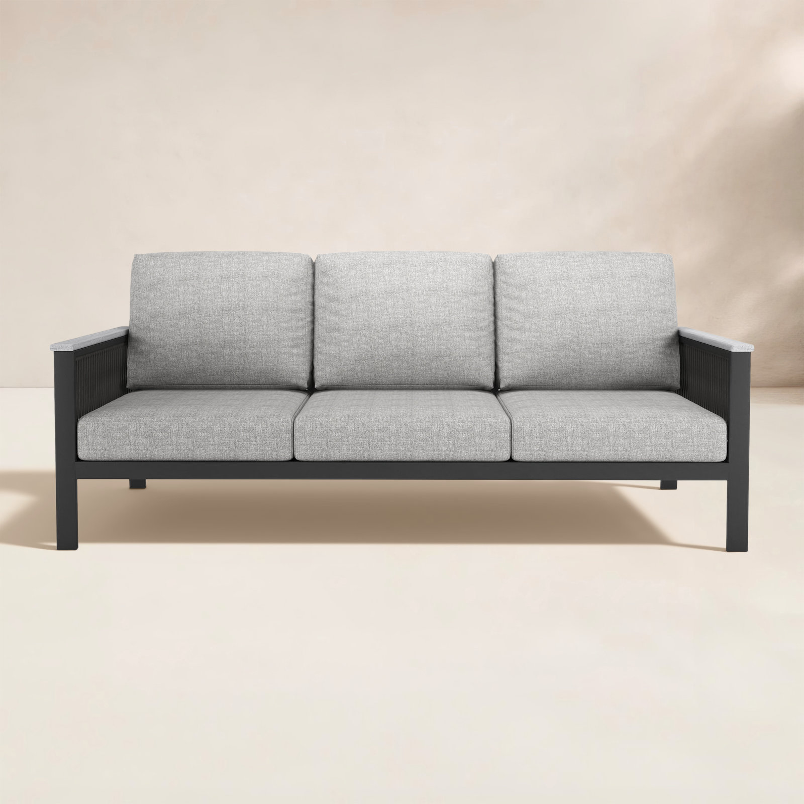Townsend 80" Sunbrella® Patio Sofa, Canvas Granite Sunbrella® Canvas, Gray/White