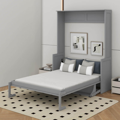 Queen Size Murphy Bed With Desk,LED And USB