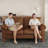 71-Inch Faux Leather 2-Seater Sofa With Solid Wood Frame, Spring Seat Cushion And Two Throw Pillows - Brown-799661167