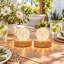 Lampe de table sphérique moderne avec abat-jour en cristal à facettes, fini bois clair pour table de chevet (lot de 2)