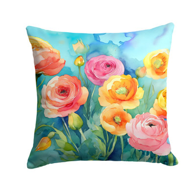 Ranunculus in Watercolor Fabric Decorative Pillow