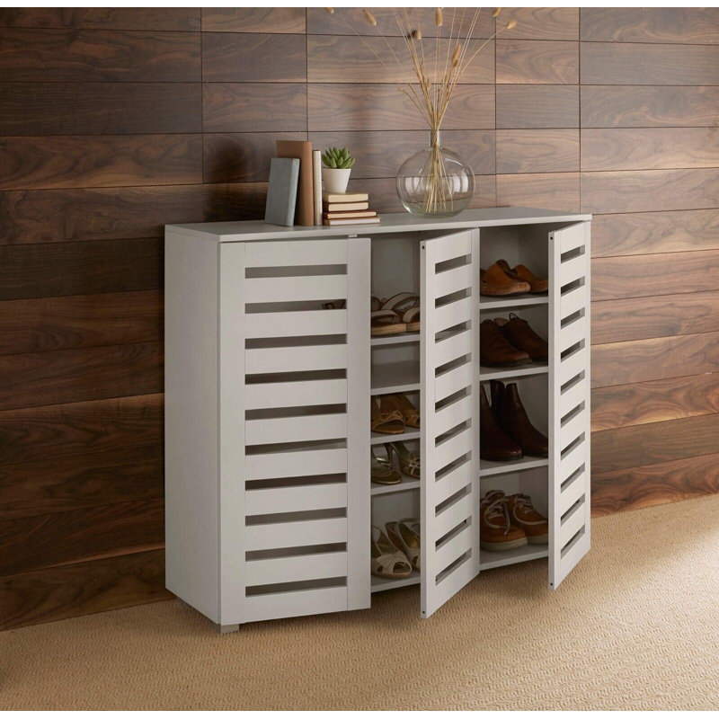 Oslo Large 3 Door 15 Pair Hallway Shoe Storage Cabinet, Grey