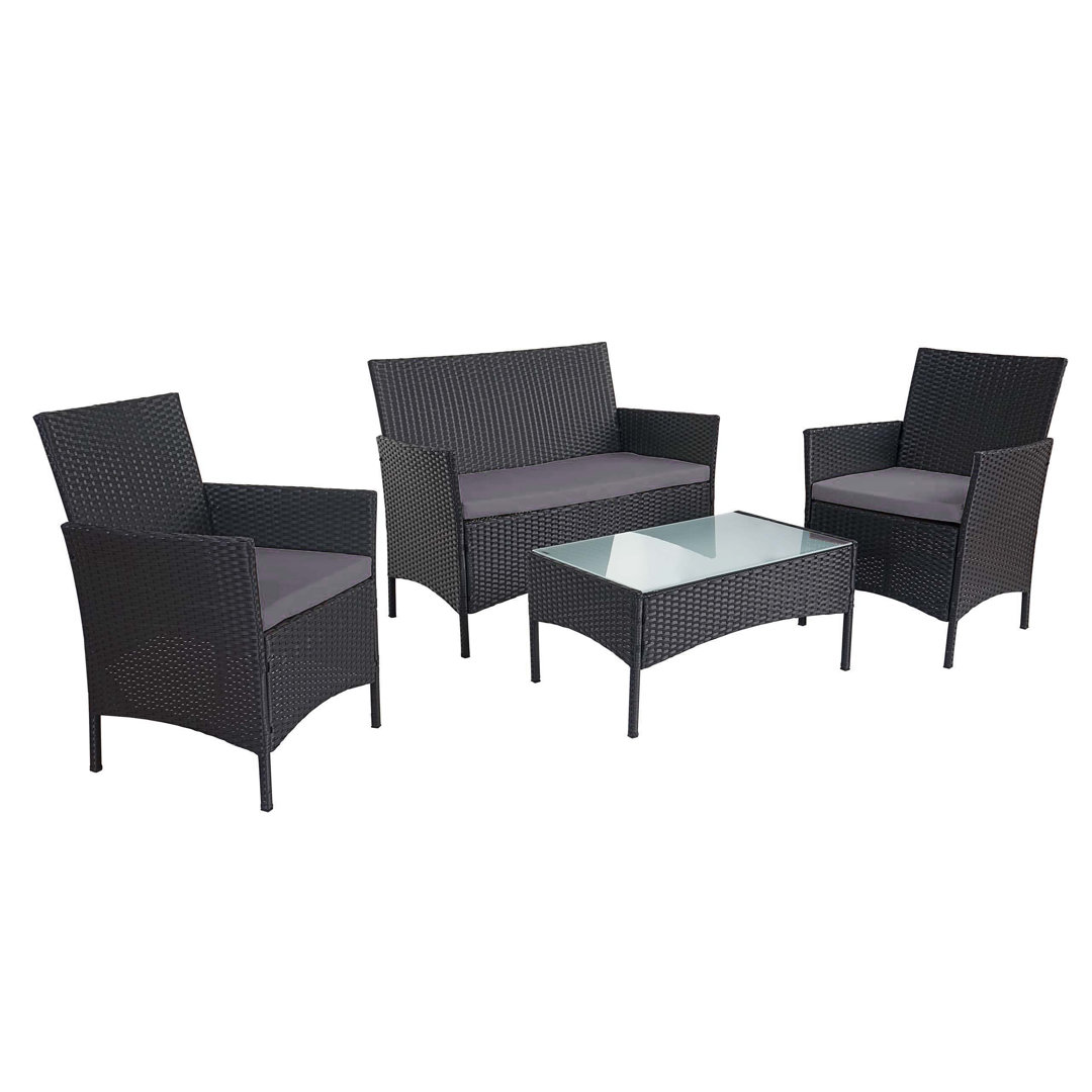 4-Sitzer Lounge-Set Tahara aus Polyrattan mit Polster