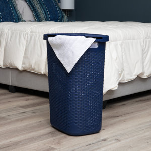 Mind Reader 50L Slim Laundry Hamper, Clothes Basket, Lid, Plastic