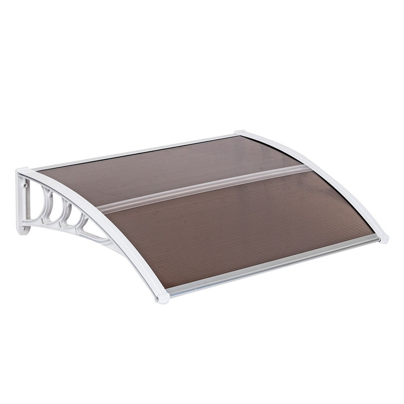 Door Wndow Awning Rain Cover Eaves, 9" H x 40" W x 32" D, Brown/White