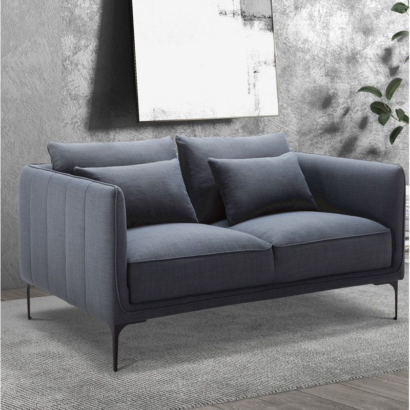 Rae 60' Upholstered Loveseat, Effie Indigo Performance Linen