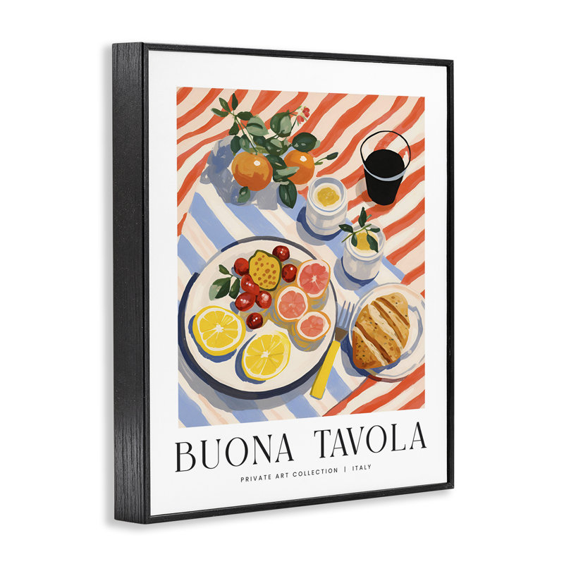 Giclée sur plaque de fruits classique italienne, art par lettré et doublé, H 20 po x l 16 po, Giclée encadrée noir minuit
