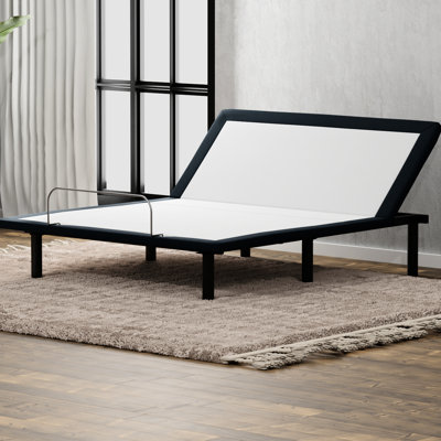 Metal Queen Size Bed Adjustable Base With Head-Up Feature - Grey, Wired Remote For Reducing Joint Discomfort, Enhance Positioning Design Metal, Optimal Positions,
