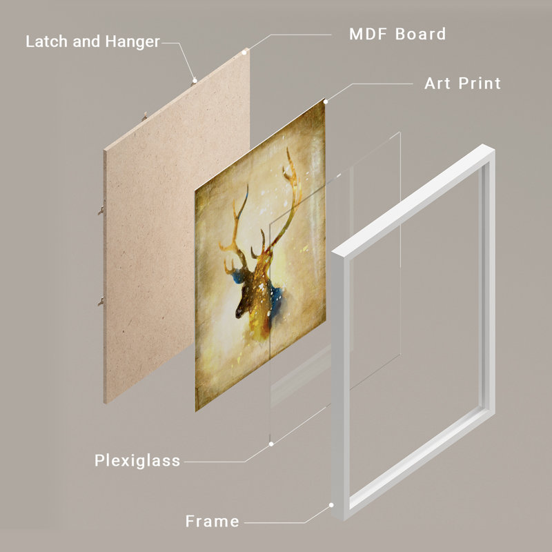 Or jaune jaune, chevreuils, art encadré, affiches, salle de bain, petit art mural, Blanc / Blanc, H 10 po x l 8 po