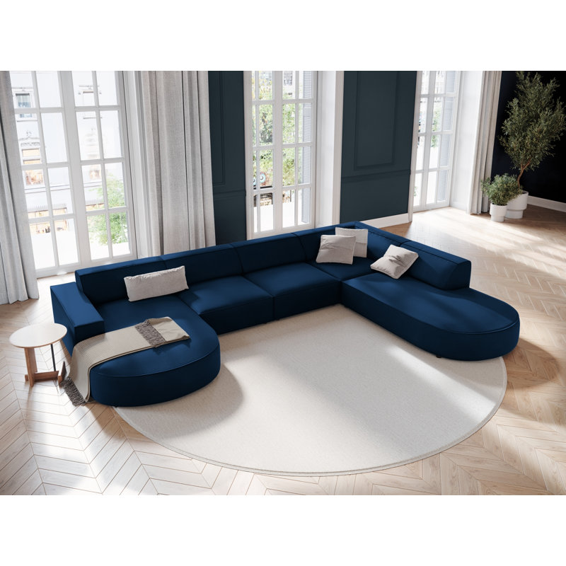 Jodie 7 Seater Corner Sofa, Right Hand Facing, Blue