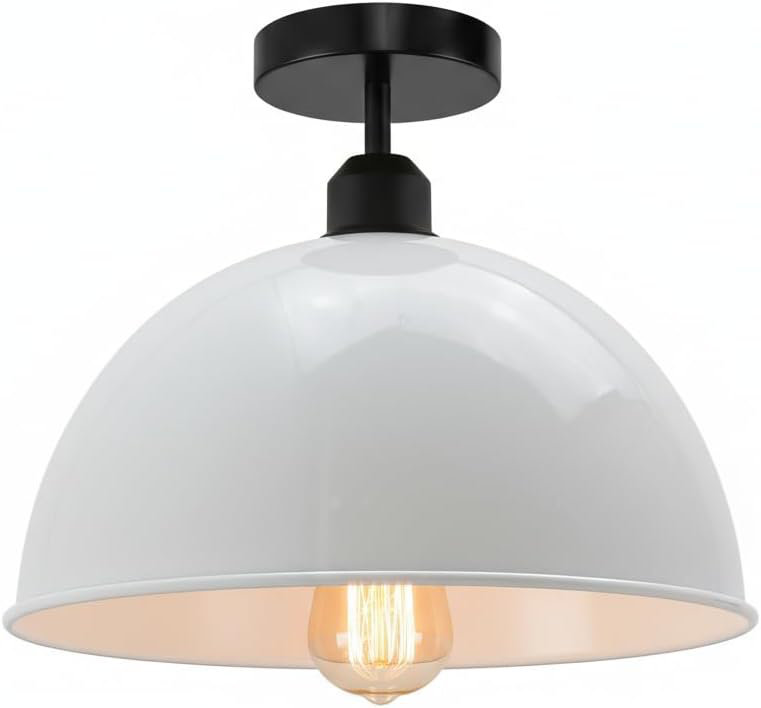 Plafonnier encastré dôme en métal E26, Blanc