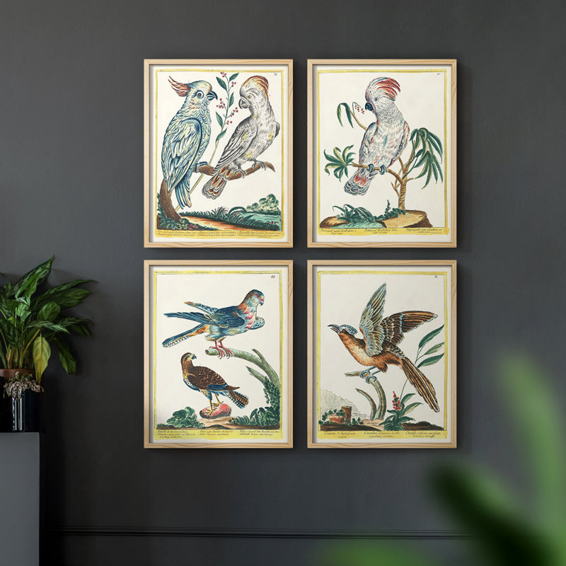 «Pastel Birds I», ensemble de 4 encadrés, Naturel, H 32 po x l 10 po